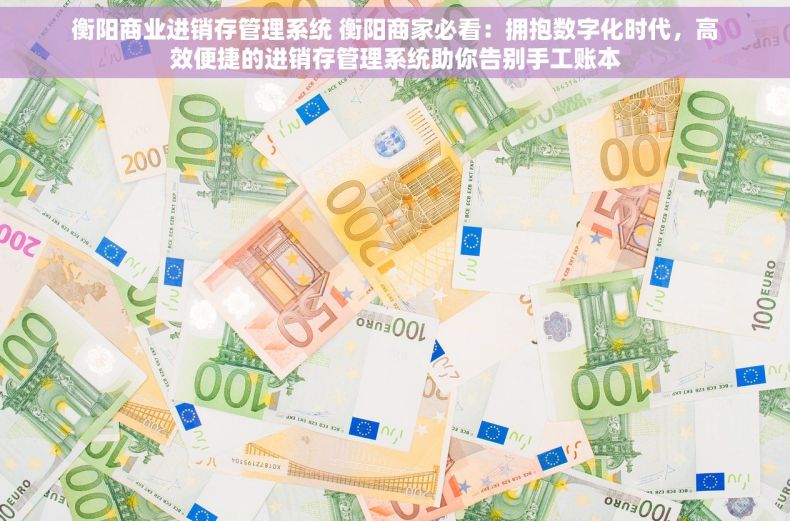 衡阳商业进销存管理系统 衡阳商家必看：拥抱数字化时代，高效便捷的进销存管理系统助你告别手工账本