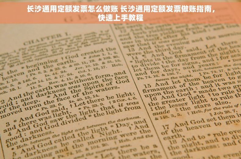 长沙通用定额发票怎么做账 长沙通用定额发票做账指南，快速上手教程