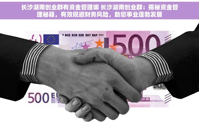 长沙湖南创业群有资金管理嘛 长沙湖南创业群：揭秘资金管理秘籍，有效规避财务风险，助您事业蓬勃发展