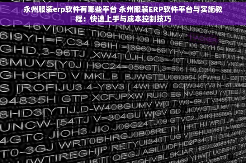 永州服装erp软件有哪些平台 永州服装ERP软件平台与实施教程：快速上手与成本控制技巧