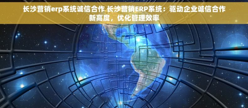 长沙营销erp系统诚信合作 长沙营销ERP系统：驱动企业诚信合作新高度，优化管理效率