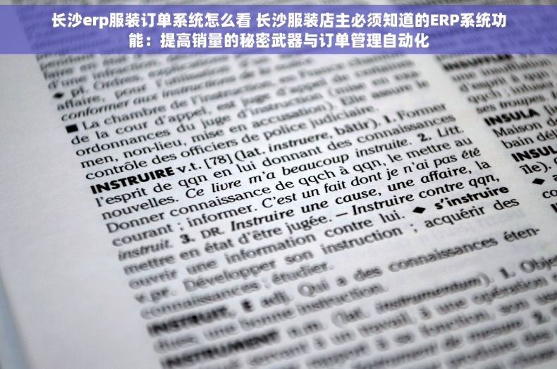 长沙erp服装订单系统怎么看 长沙服装店主必须知道的ERP系统功能：提高销量的秘密武器与订单管理自动化