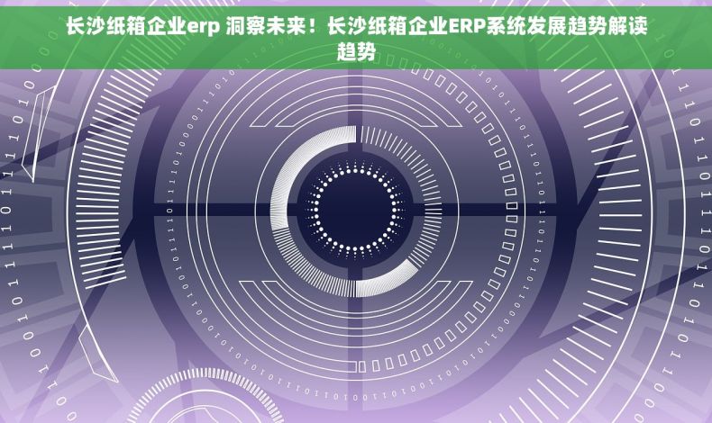 长沙纸箱企业erp 洞察未来！长沙纸箱企业ERP系统发展趋势解读趋势