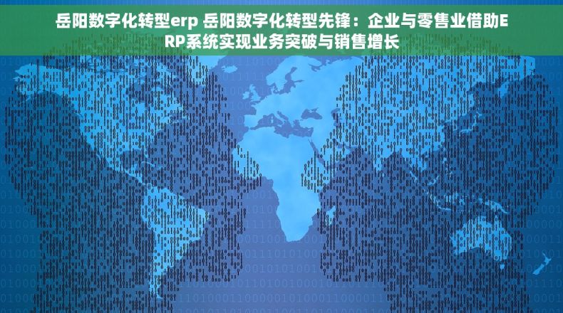 岳阳数字化转型erp 岳阳数字化转型先锋：企业与零售业借助ERP系统实现业务突破与销售增长