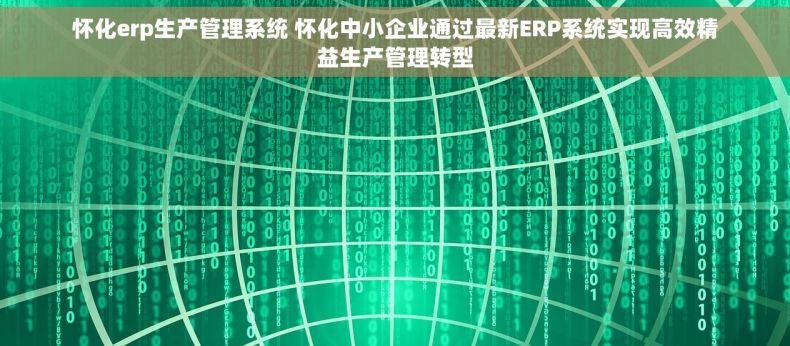 怀化erp生产管理系统 怀化中小企业通过最新ERP系统实现高效精益生产管理转型