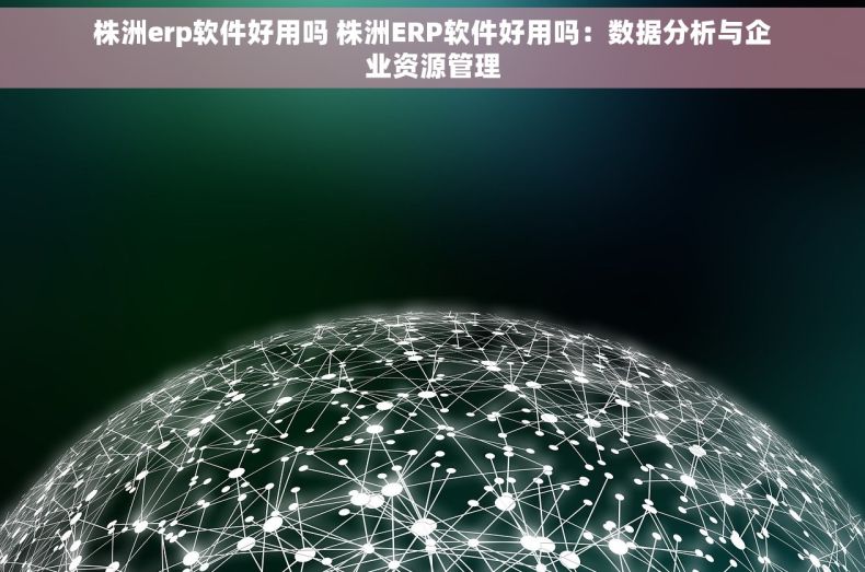 株洲erp软件好用吗 株洲ERP软件好用吗：数据分析与企业资源管理
