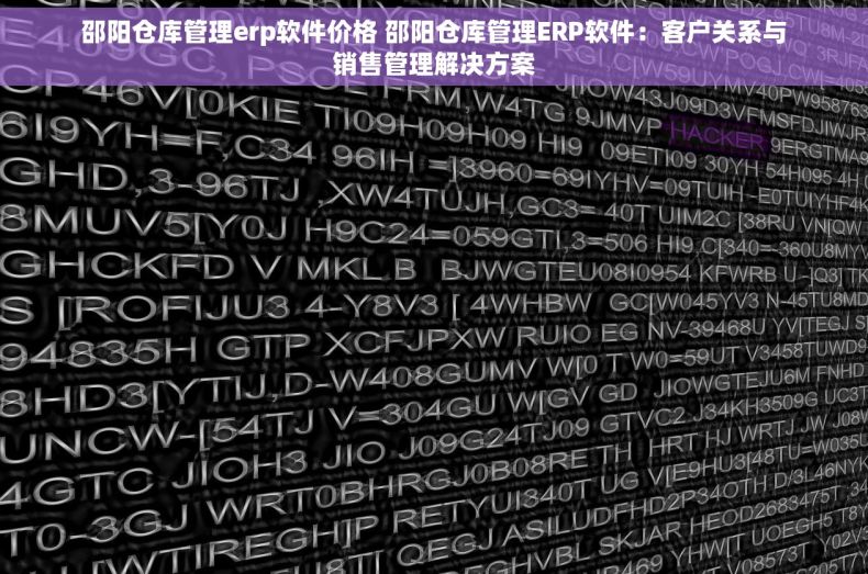 邵阳仓库管理erp软件价格 邵阳仓库管理ERP软件：客户关系与销售管理解决方案