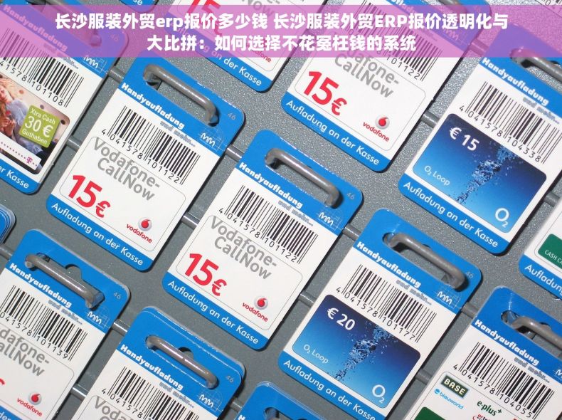 长沙服装外贸erp报价多少钱 长沙服装外贸ERP报价透明化与大比拼：如何选择不花冤枉钱的系统
