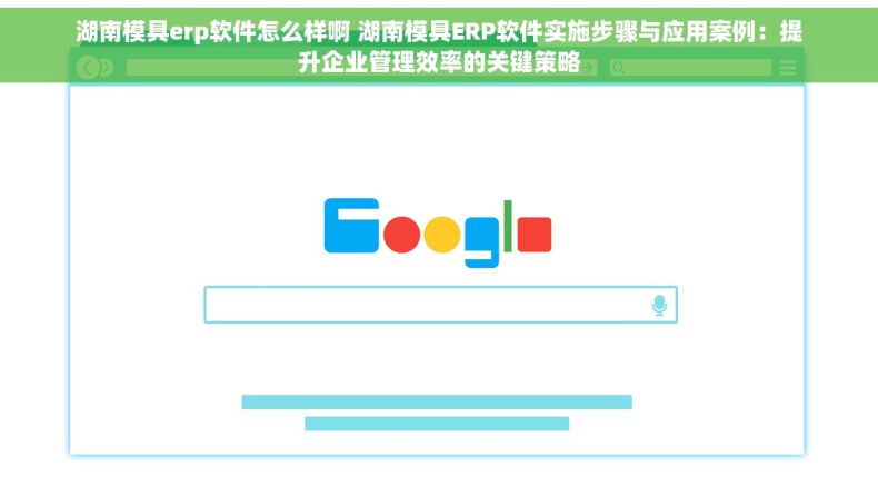 湖南模具erp软件怎么样啊 湖南模具ERP软件实施步骤与应用案例：提升企业管理效率的关键策略