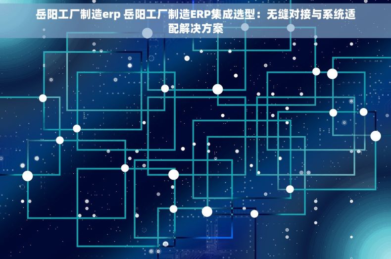 岳阳工厂制造erp 岳阳工厂制造ERP集成选型：无缝对接与系统适配解决方案