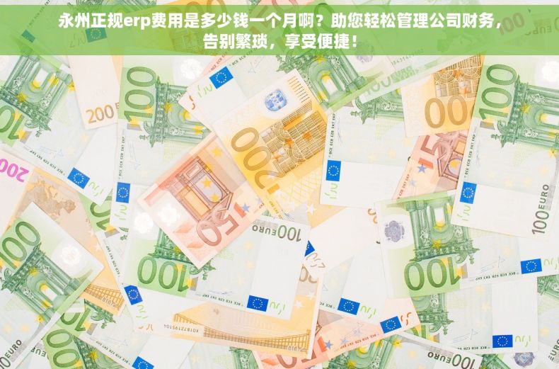 永州正规erp费用是多少钱一个月啊？助您轻松管理公司财务，告别繁琐，享受便捷！