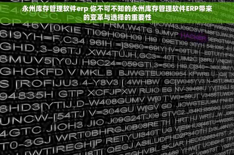 永州库存管理软件erp 你不可不知的永州库存管理软件ERP带来的变革与选择的重要性