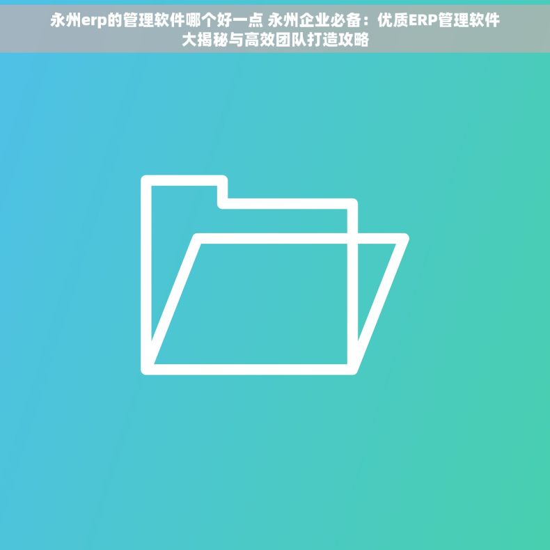 永州erp的管理软件哪个好一点 永州企业必备：优质ERP管理软件大揭秘与高效团队打造攻略