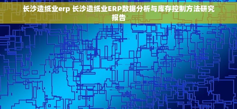 长沙造纸业erp 长沙造纸业ERP数据分析与库存控制方法研究报告