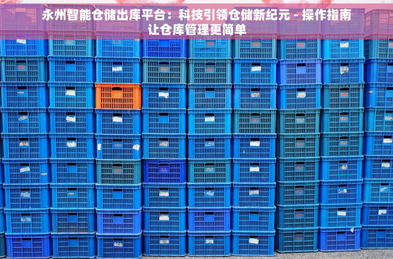 永州智能仓储出库平台：科技引领仓储新纪元 - 操作指南让仓库管理更简单