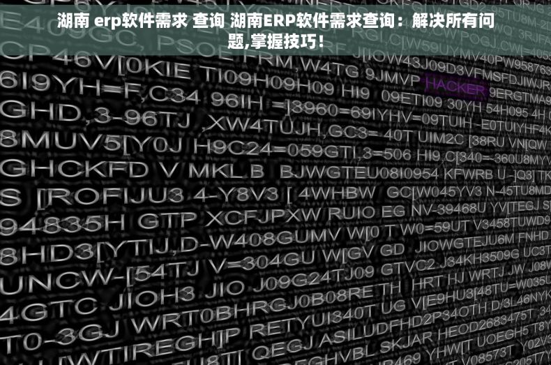 湖南 erp软件需求 查询 湖南ERP软件需求查询：解决所有问题,掌握技巧！