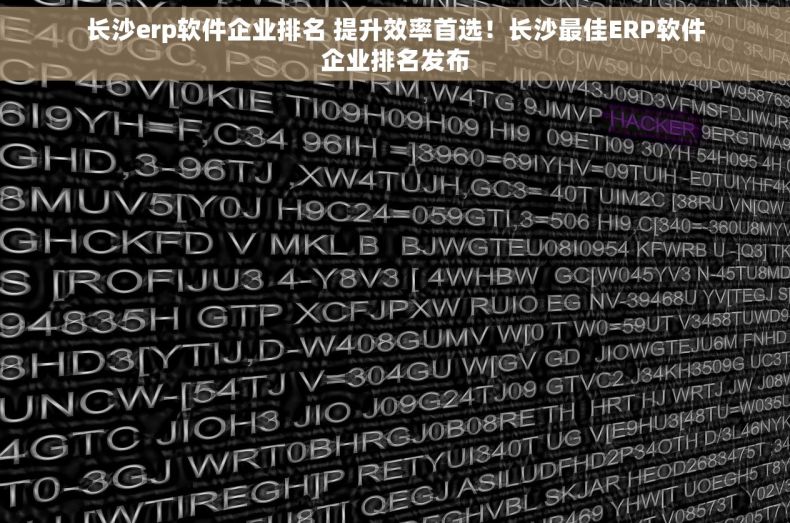 长沙erp软件企业排名 提升效率首选！长沙最佳ERP软件企业排名发布