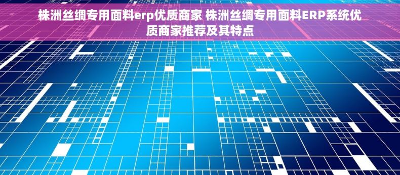 株洲丝绸专用面料erp优质商家 株洲丝绸专用面料ERP系统优质商家推荐及其特点