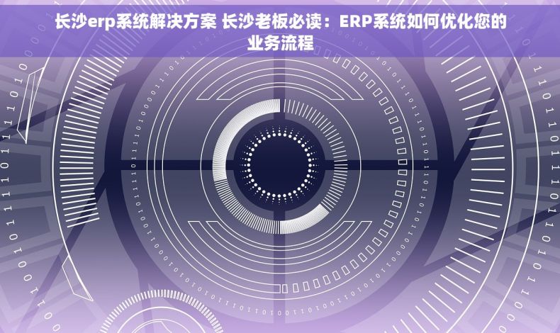 长沙erp系统解决方案 长沙老板必读：ERP系统如何优化您的业务流程