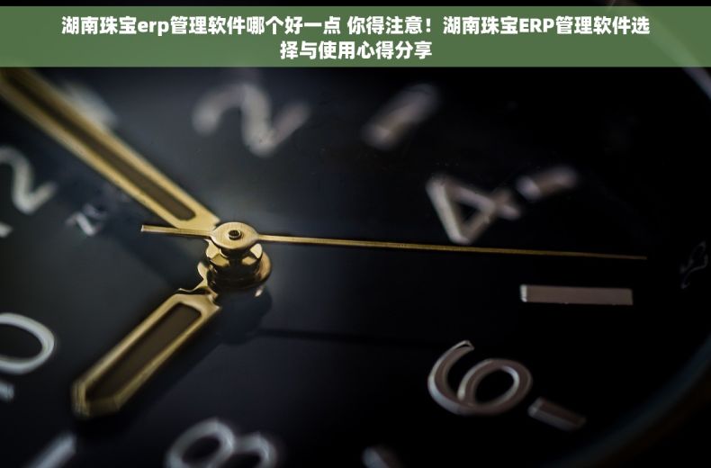 湖南珠宝erp管理软件哪个好一点 你得注意！湖南珠宝ERP管理软件选择与使用心得分享