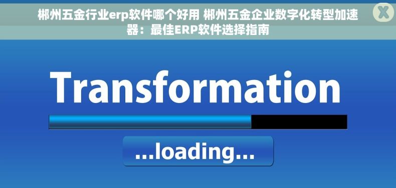 郴州五金行业erp软件哪个好用 郴州五金企业数字化转型加速器：最佳ERP软件选择指南