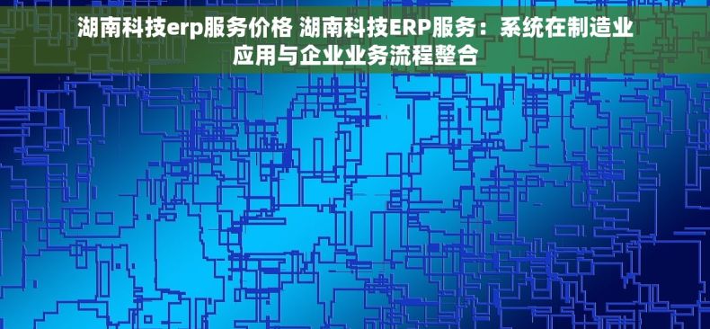 湖南科技erp服务价格 湖南科技ERP服务：系统在制造业应用与企业业务流程整合