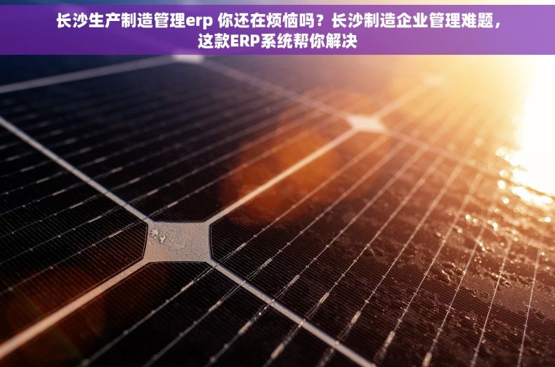 长沙生产制造管理erp 你还在烦恼吗？长沙制造企业管理难题，这款ERP系统帮你解决