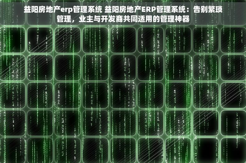 益阳房地产erp管理系统 益阳房地产ERP管理系统：告别繁琐管理，业主与开发商共同适用的管理神器