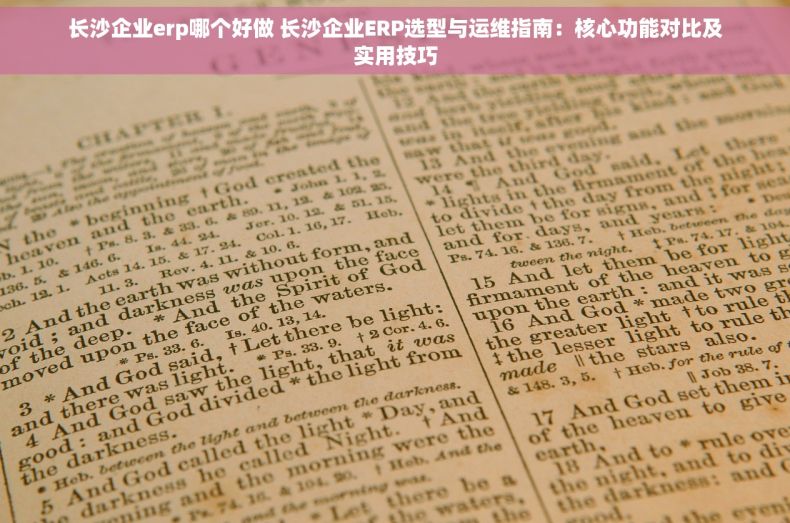 长沙企业erp哪个好做 长沙企业ERP选型与运维指南：核心功能对比及实用技巧