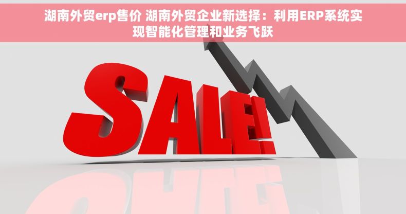 湖南外贸erp售价 湖南外贸企业新选择：利用ERP系统实现智能化管理和业务飞跃