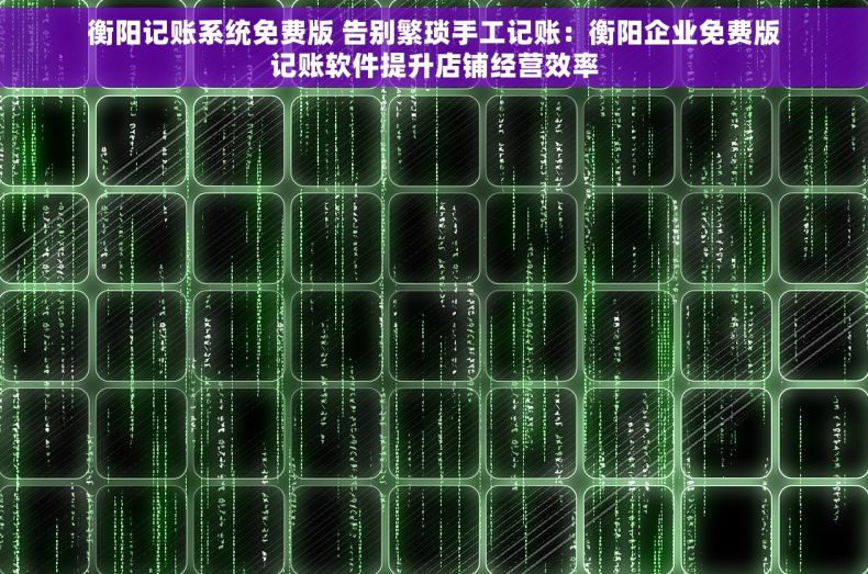 衡阳记账系统免费版 告别繁琐手工记账：衡阳企业免费版记账软件提升店铺经营效率
