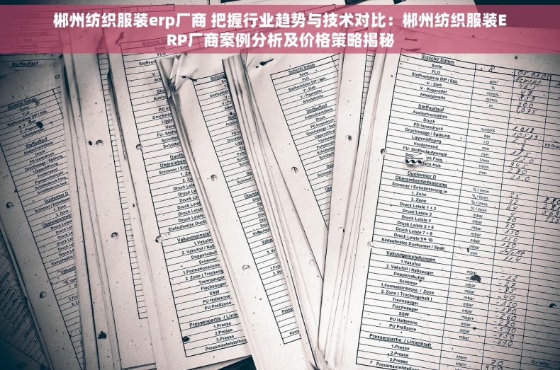 郴州纺织服装erp厂商 把握行业趋势与技术对比：郴州纺织服装ERP厂商案例分析及价格策略揭秘
