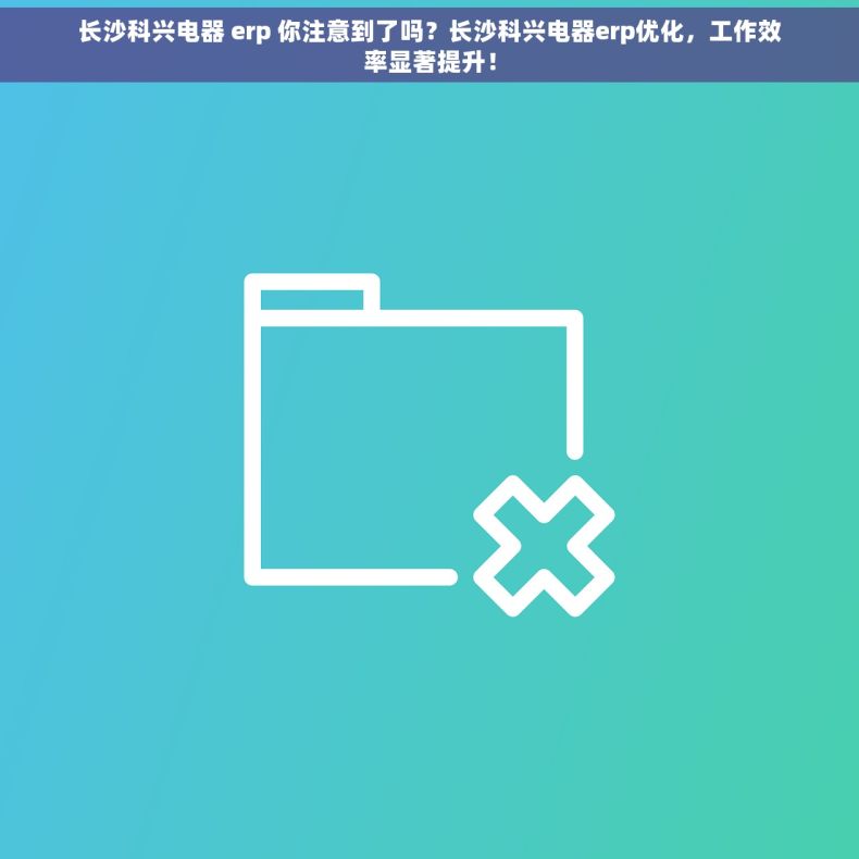 长沙科兴电器 erp 你注意到了吗？长沙科兴电器erp优化，工作效率显著提升！