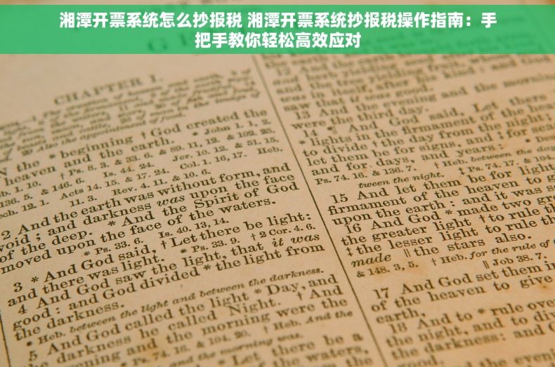 湘潭开票系统怎么抄报税 湘潭开票系统抄报税操作指南：手把手教你轻松高效应对