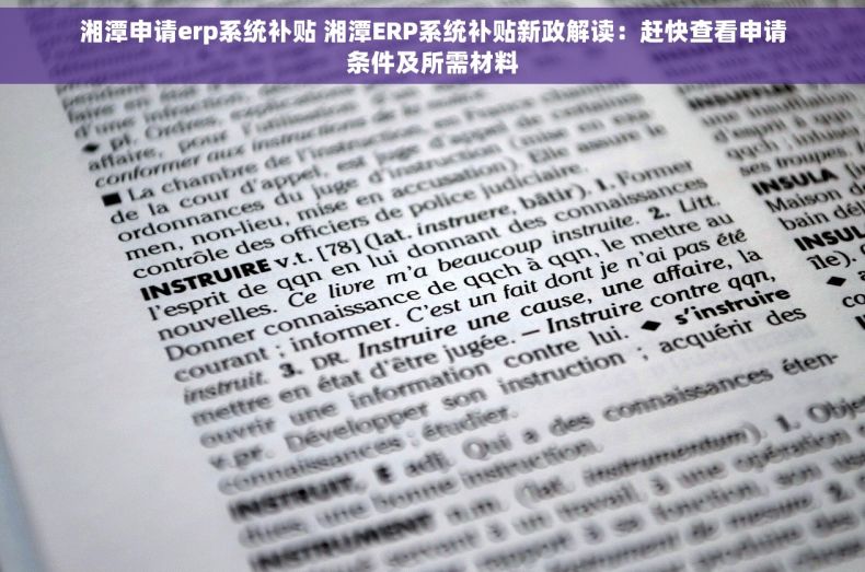 湘潭申请erp系统补贴 湘潭ERP系统补贴新政解读：赶快查看申请条件及所需材料
