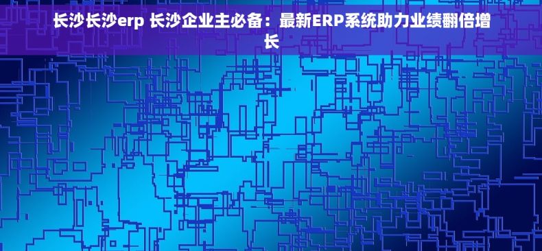 长沙长沙erp 长沙企业主必备：最新ERP系统助力业绩翻倍增长