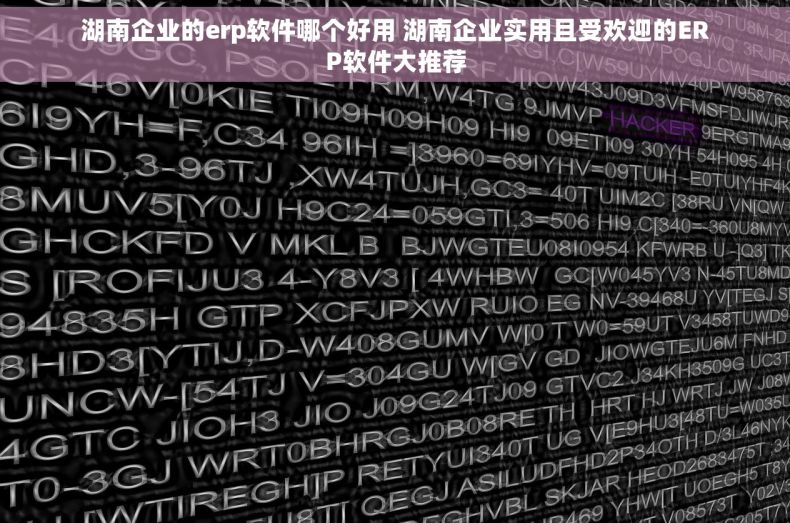 湖南企业的erp软件哪个好用 湖南企业实用且受欢迎的ERP软件大推荐
