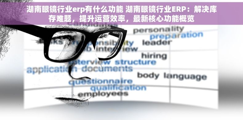 湖南眼镜行业erp有什么功能 湖南眼镜行业ERP：解决库存难题，提升运营效率，最新核心功能概览