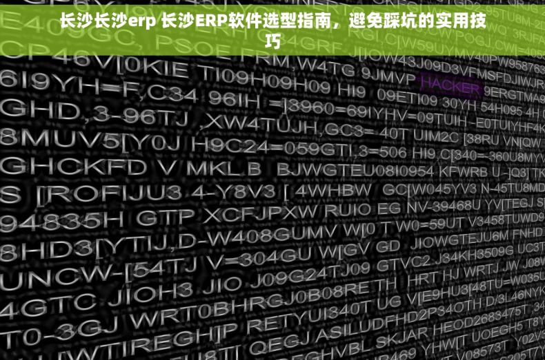 长沙长沙erp 长沙ERP软件选型指南，避免踩坑的实用技巧