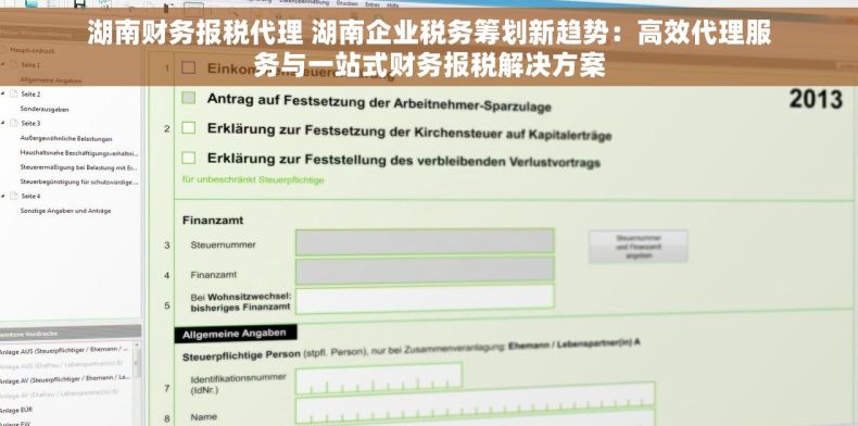 湖南财务报税代理 湖南企业税务筹划新趋势：高效代理服务与一站式财务报税解决方案