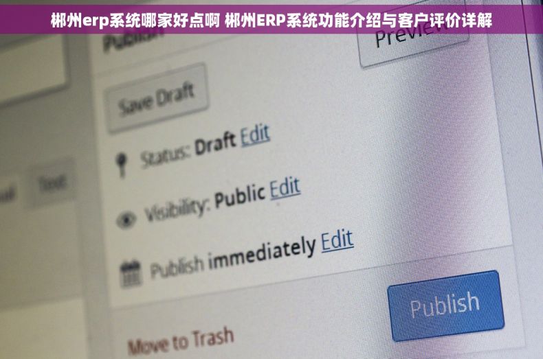 郴州erp系统哪家好点啊 郴州ERP系统功能介绍与客户评价详解