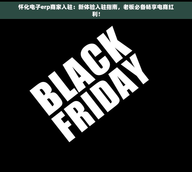 怀化电子erp商家入驻：新体验入驻指南，老板必备畅享电商红利！