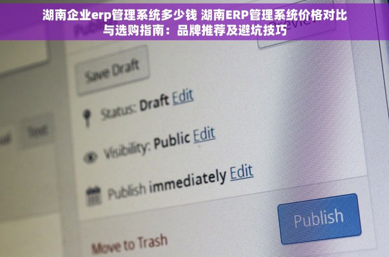 湖南企业erp管理系统多少钱 湖南ERP管理系统价格对比与选购指南：品牌推荐及避坑技巧
