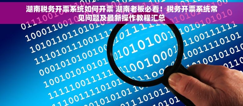湖南税务开票系统如何开票 湖南老板必看！税务开票系统常见问题及最新操作教程汇总