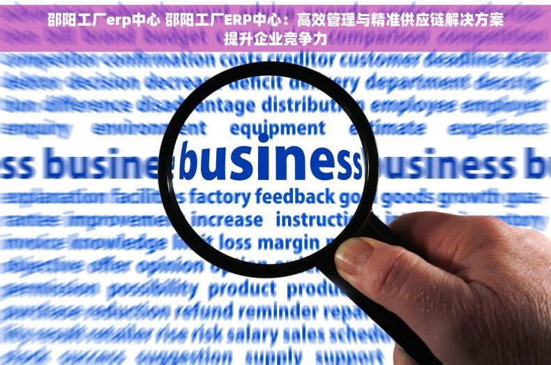 邵阳工厂erp中心 邵阳工厂ERP中心：高效管理与精准供应链解决方案提升企业竞争力
