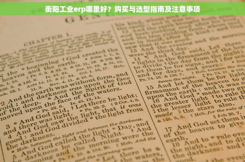 衡阳工业erp哪里好？购买与选型指南及注意事项