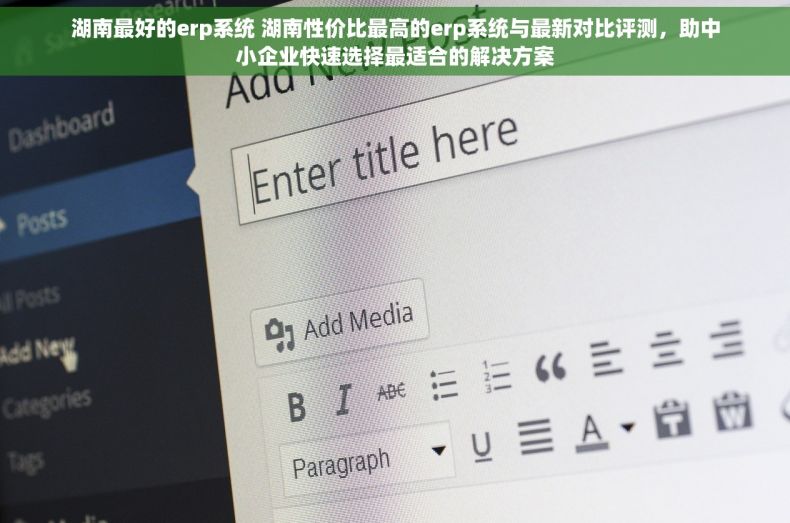 湖南最好的erp系统 湖南性价比最高的erp系统与最新对比评测，助中小企业快速选择最适合的解决方案
