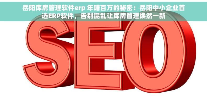 岳阳库房管理软件erp 年赚百万的秘密：岳阳中小企业首选ERP软件，告别混乱让库房管理焕然一新