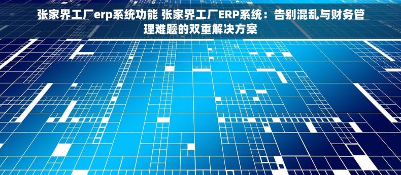 张家界工厂erp系统功能 张家界工厂ERP系统：告别混乱与财务管理难题的双重解决方案