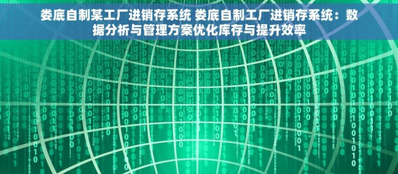 娄底自制某工厂进销存系统 娄底自制工厂进销存系统：数据分析与管理方案优化库存与提升效率